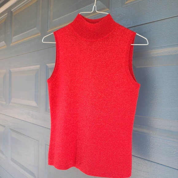 Versatile Red Mock Turtleneck Top S - Picture 1 of 3